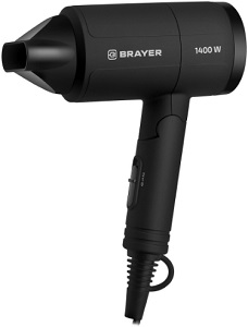 Фен BRAYER  (BR 3040 )  ЧЕРНЫЙ  (1.4 кВт, 2 скор, склад.ручка, покрытие soft–touch)