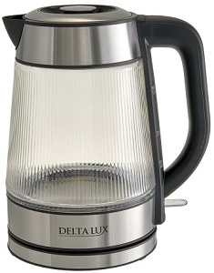 Чайник DELTA  LUX    DE-1024  (2.2 кВт, 1.7 л, ЗНЭ) стекло, подсветка