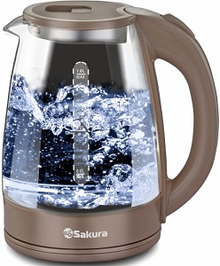 Чайник SAKURA    SA-2734 C  (2.2 кВт, 1.7 л, ЗНЭ) стекло, подсветка
