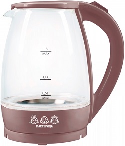 Чайник  МАСТЕРИЦА  (ЕК-1801 G)  КАПУЧИНО  (1.85 кВт, 1.8 л, ЗНЭ) стекло,  (8),  (Россия)