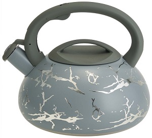 Чайник нерж. со свистком  ALPENKOK  AK-540  (3.0 л, силикон.ручка) (индукция) СЕРЫЙ МРАМОР