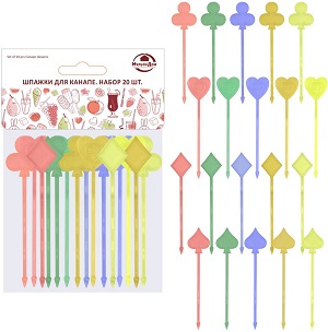 Шпажки д/канапе Набор 20 шт  (МГ 76-66) "Карты" (9x2x0.2 см),  "Мультидом"