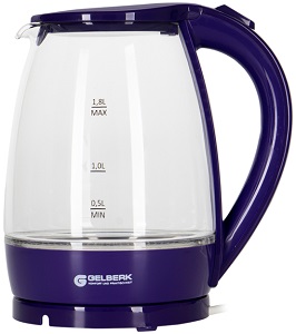 Чайник  GELBERK  GL-471  (2.2 кВт, 1.8 л, ЗНЭ) ФИОЛЕТОВЫЙ, стекло, подсветка