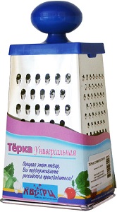Терка 4-х гранная  КВАРЦ (КМ01.000.04) (белая жесть, с круглой пласт.ручкой в сервис.упак)