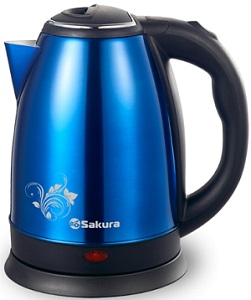 Чайник SAKURA      SA-2134 BL  (1.8 кВт, 1.8 л, ЗНЭ) СИНИЙ МЕТАЛЛИК, нерж.корпус