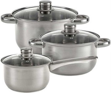 Набор посуды  WEBBER  BE-631/6	 6 пр. (2.6/3.5 л, ковш 1.9 л, СТ.кр) "Classic"