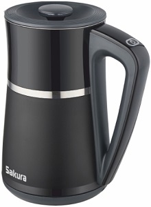 Чайник SAKURA SA-2175 DBK  (2.2 кВт, 1.7 л, ЗНЭ, двойная стенка, нерж, LED дисплей) Premium 