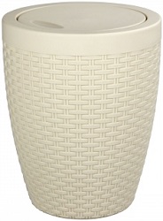 Контейнер д/мусора пласт. 8 л (М 1790) с крышкой, "Плетёнка" (бежевый), г.Октябрьский 