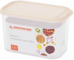 Емкость д/сыпучих продуктов  Лайт  Бежевый  1.5 л  (М8784), с крышкой,  г.Октябрьский