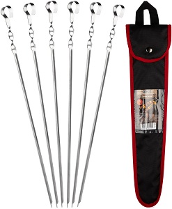 Шампур  Набор 6 шт  45 см  (182541) 10х1.5 нерж, угловой с витком, в чехле,  ECOS