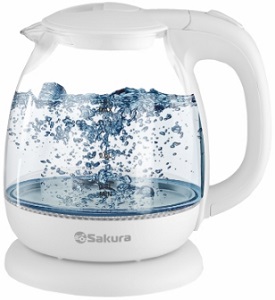 Чайник SAKURA    SA-2750 W  (1.2 кВт, 1.0 л, ЗНЭ) стекло, подсветка