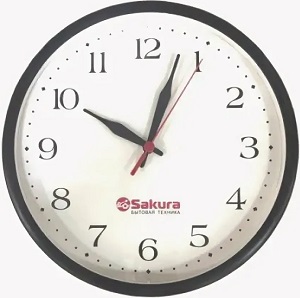 Часы  SAKURA  2Б 6  ЧЕРНЫЕ  (24.5 см, h-3.5 см)