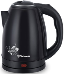 Чайник SAKURA      SA-2134 BK  (1.8 кВт, 1.8 л, ЗНЭ)  ЧЕРНЫЙ, нерж.корпус