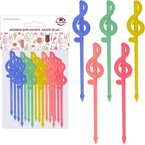 Шпажки д/канапе Набор 20 шт  (МГ 76-68) "Скрипичный ключ" (8.1x1.3x0.2 см),  "Мультидом"