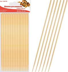 Шпажки д/шашлыка  бамбук  (VL80-48) Набор 100 шт. 20см ,  "Мультидом"