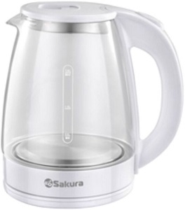 Чайник SAKURA    SA-2734 W  (2.2 кВт, 1.7 л, ЗНЭ) стекло, подсветка