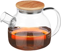 Чайник заварочный  стекло   IRIT (IRH-459)  (1.0 л, бамбук.крышка, фильтр-пружина)