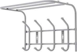 Вешалка настенная с полкой  НИКА  4 крючка  (ВП4М/МС) (408х262х245 мм) МАТОВ.СЕРЫЙ