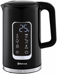 Чайник SAKURA     SA-2179 DBK  (2.2 кВт, 1.7 л, ЗНЭ, двойная стенка, нерж, LED дисплей) Premium