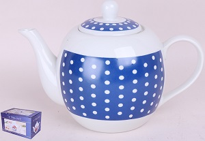яЧайник заварочный фарфор 1200 мл  (225208)  СИНИЙ ГОРОХ