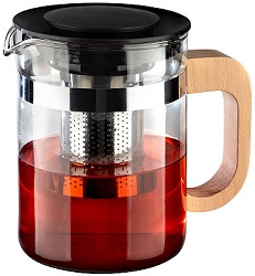Чайник заварочный  стекло  MALLONY  (910133) (800 мл)  (ручка бук)  La Caffetteria