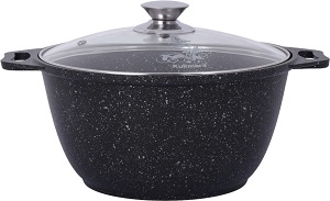 Кастрюля  с АП  KUKMARA  МРАМОР ТЕМНЫЙ  (КМТ42а) (4.0 л, h-143мм, СТ.кр, литой алюм)