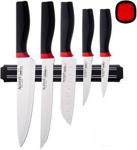яНабор ножей на магнитном держателе AGNESS (911-638) 6 пр, ЧЕРНЫЙ