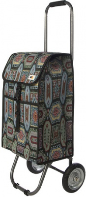 Тележка с сумкой  РЫЖИЙ КОТ  (110653)  (до 30 кг, колеса пластик 140мм) ткань сумки -жаккард