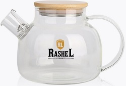 Чайник заварочный  стекло  бамбук.крышка  1000 мл  RASHEL  (R-8341) ( ситечко-пружинка)