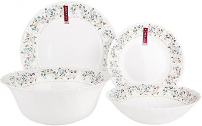 Набор столовый стеклокерам. КОРАЛЛ  19 пр  (981563)  СКАНДИ  (19/24см, суповая 19см, салат.23см) волнистый край