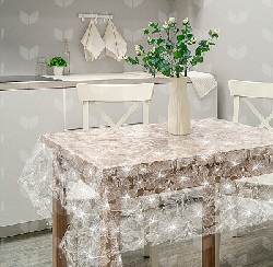 яСкатерть ПВХ "Гибискус" (106448) коллекция Ажур 110х13см,  РЫЖИЙ КОТ   