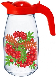 Кувшин стекло 1500 мл  DELTA  (1607-Д) "Рябинушка"  (h-215 мм, d-115 мм)