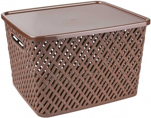 Корзина  Плетенка  Коричневая  (М3553)  (350х290х225 мм) с крышкой,  г.Октябрьский Корзина  Плетенка  Коричневая  (М3553)  (350х290х225 мм) с крышкой,  г.Октябрьский