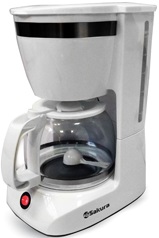 Кофеварка SAKURA  SA-6109 W (650 Вт, 1250 мл),  (6)