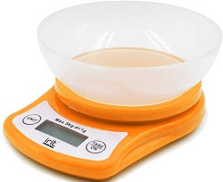 Весы кухонные  с чашей  IRIT IR-7116 (5 кг, ЖКД, круг.чаша) ЖЕЛТЫЕ,  (24)