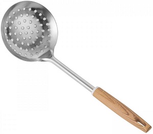 Шумовка нерж. ASTELL  (AST-002-TF51-4) средняя (34 см, пластик.ручка "под дерево")  KITCHENTOOL