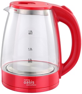 Чайник OASIS  K-8 GR  (2.2 кВт, 1.8 л, ЗНЭ) стекло, подсветка