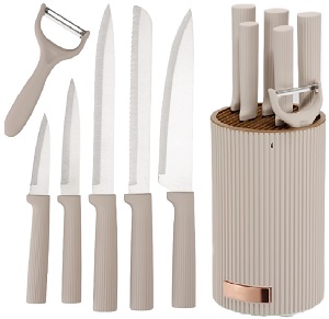 Набор ножей JEWEL (ПС0003-16)  на подставке, 7 предметов, бежевый