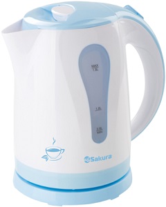 Чайник SAKURA SA-2326 BL (2.2 кВт, 1.8 л, ЗНЭ), белый с ГОЛУБЫМ