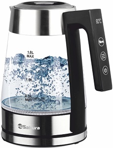 Чайник SAKURA    SA-2747 DBK  (2.2 кВт, 1.8 л, ЗНЭ, LED дисплей, 5 реж) стекло, подсветка