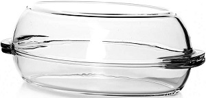 Форма стекло овальная  1.7 л   BORGAM (59052)+крышка 2.5л  (35х19 см, h-15 см) Турция