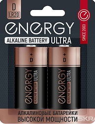 Батарейка алкалиновая (104983) Energy Ultra LR20/2B (D), (20!!!)
