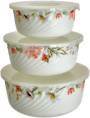 Набор салатников стеклокерам. 3 пр. TEROPAL  (10007-SK) (0.6/1.0/1.6 л, с крышкой)