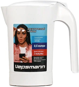 Чайник   VEPSMANN  VN-100  (500 Вт, 0.5 л)  БЕЛЫЙ