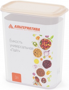 Емкость д/сыпучих продуктов  ЛАЙТ  Бежевый  3.0 л  (М8787), с крышкой,  г.Октябрьский