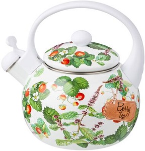 Чайник эмал. со свистком  AGNESS  2.2 л  (934-569) ФРУКТОВАЯ КОРЗИНА