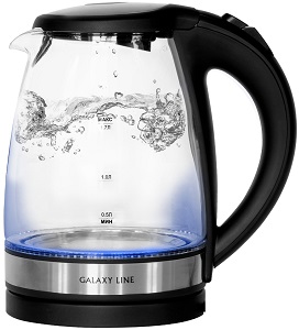 яЧайник GALAXY    GL-0560 ЧЕРНЫЙ  (2.2 кВт, 1.7 л, ЗНЭ) стекло, подсветка