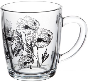 яКружка стекло  350 мл  (55531 SLBD64)  СКЕТЧ  МАКИ,  PASABAHCE г.Бор,  (12!!!)