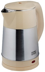 Чайник HOMESTAR HS-1055  БЕЖЕВЫЙ (1.5 кВт, 2.3 л, ЗНЭ) нерж.корпус, (106468)