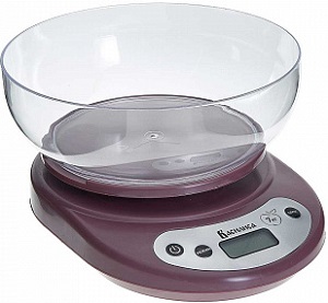 Весы кухонные  с чашей  ВАСИЛИСА  ВА-010  (7 кг, ЖКД) Коричневые